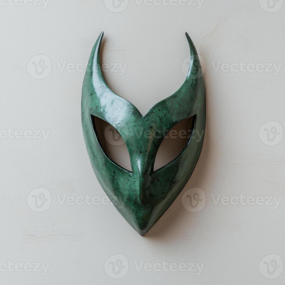 Green mask on beige background photo