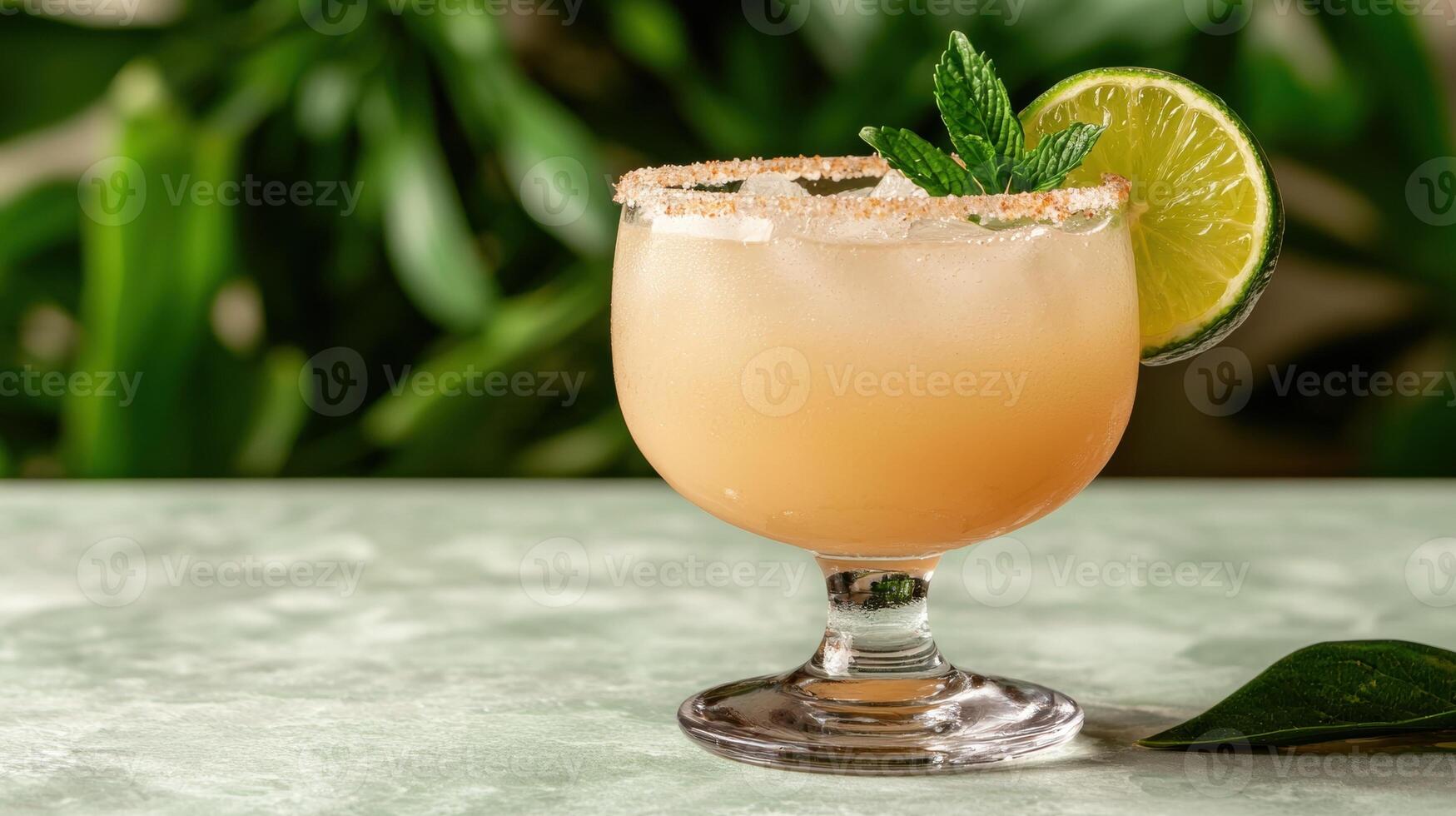 Refreshing summer cocktail with lime and mint garnish photo
