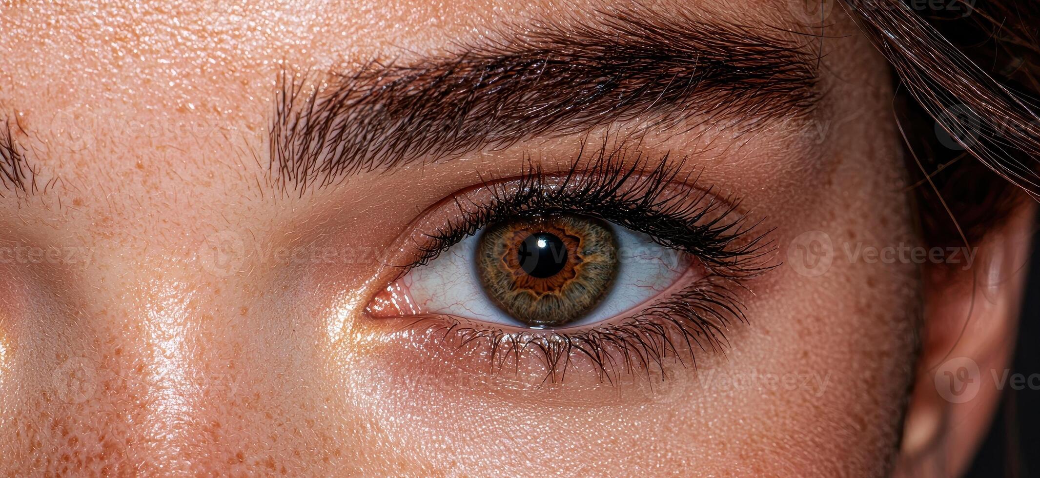 a close up of a woman's eyes photo