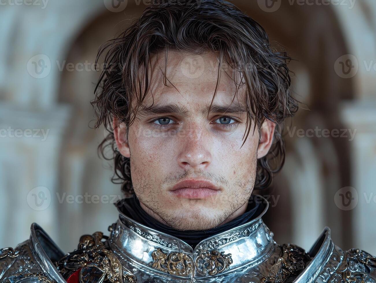 a man in a medieval costume with a sword photo