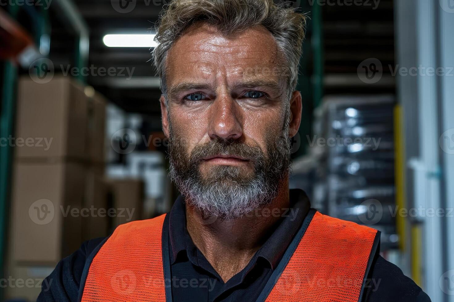 Portrait of a serious warehouse worker photo