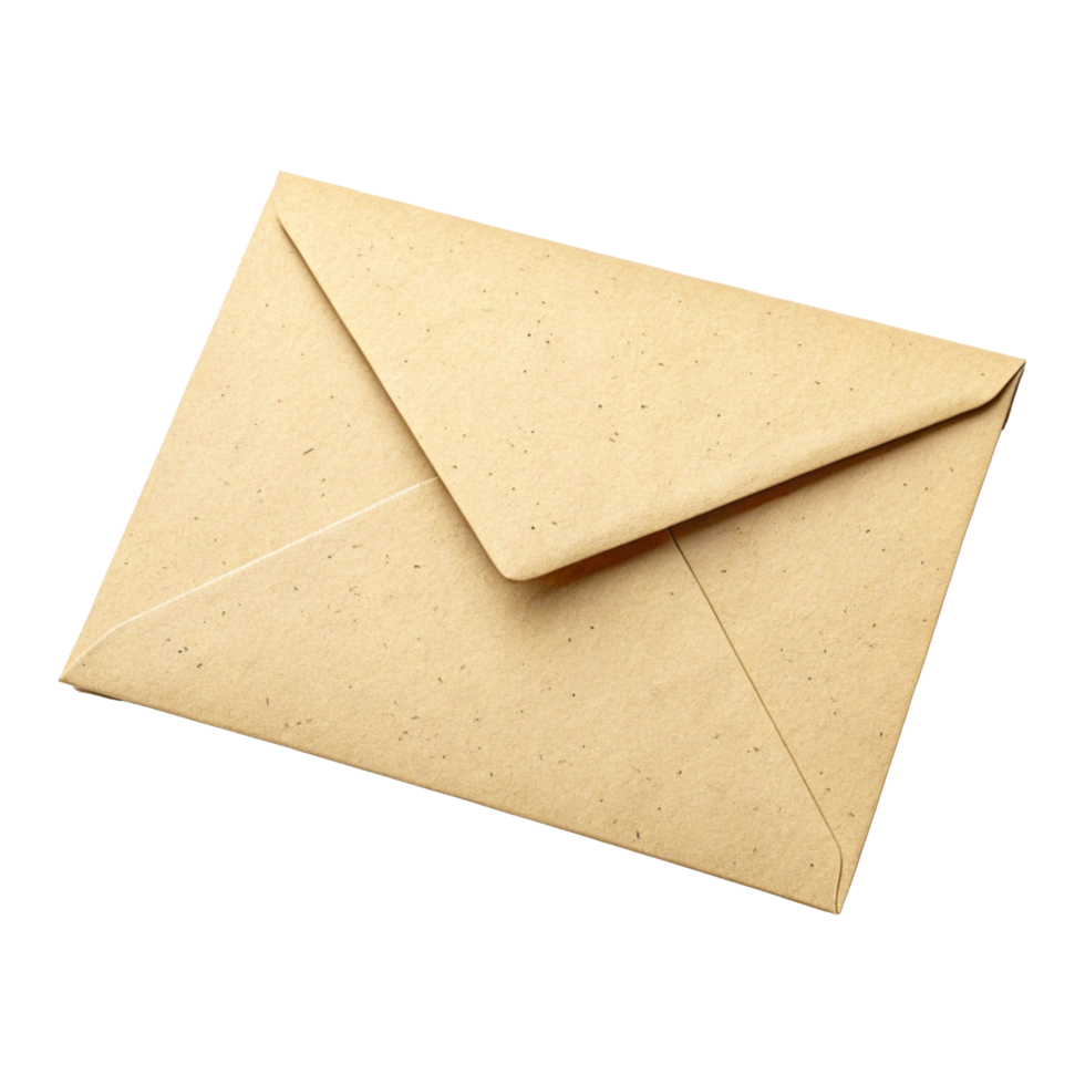 Vintage Kraft Paper Envelope with Textured Beige Design and Triangle Flap png