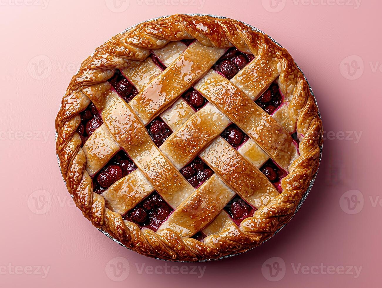 Delicious Homemade Raspberry Pie with Lattice Crust photo