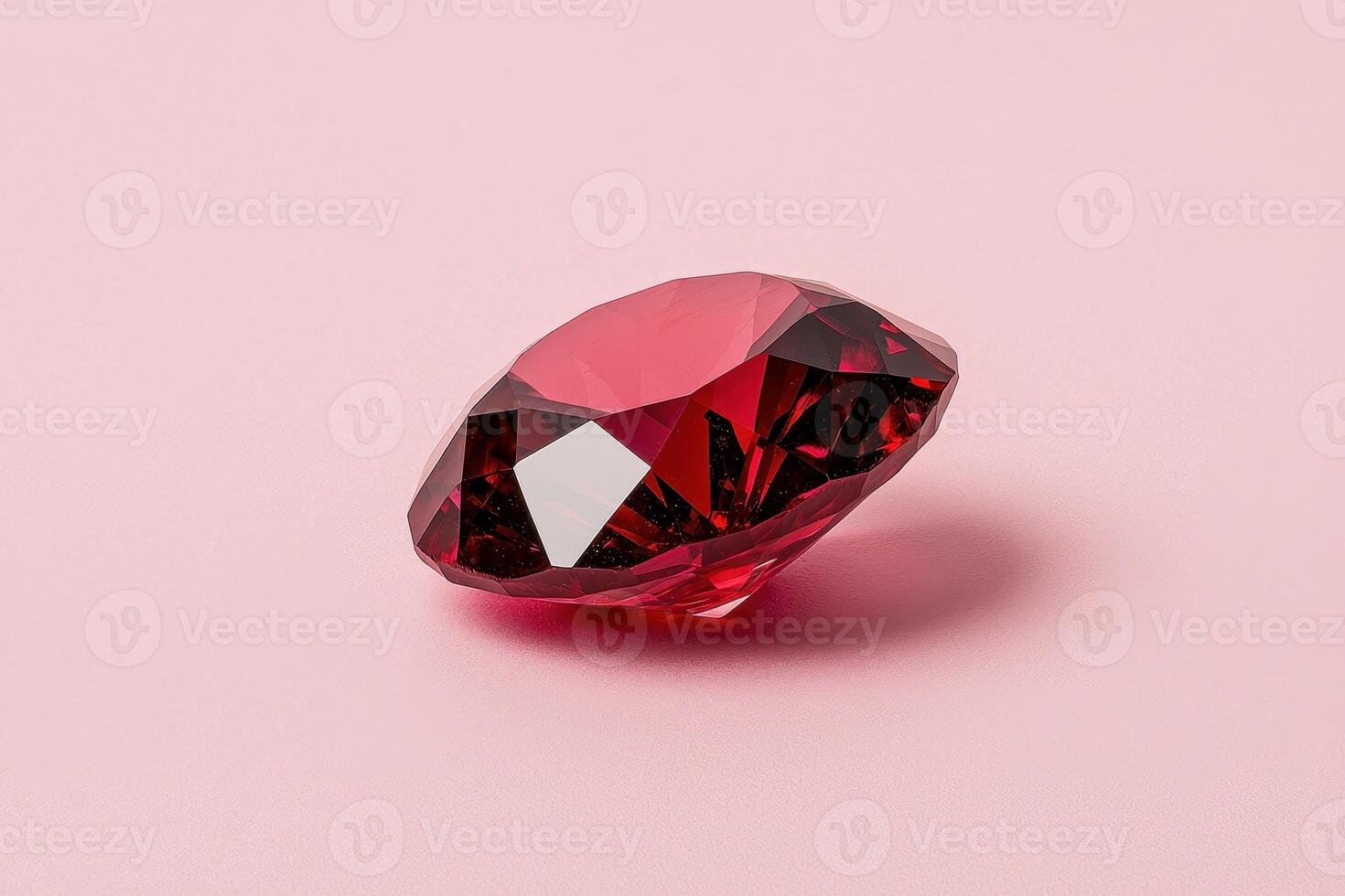 Red gemstone on pink background photo
