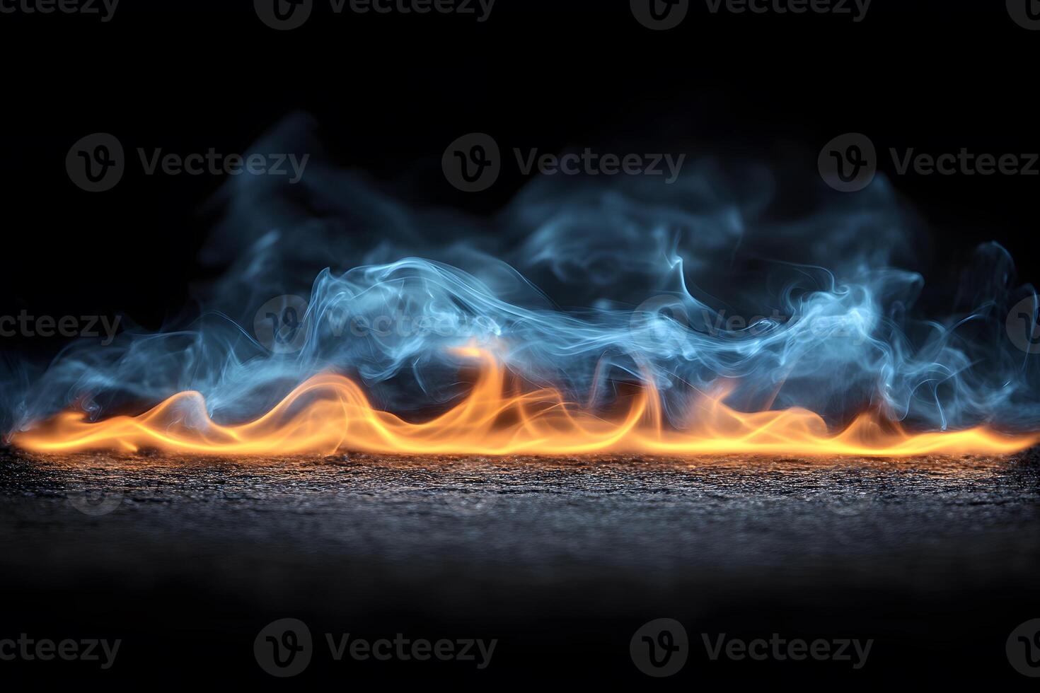 Fiery Blue Smoke on Dark Surface - Dynamic Abstract Fire and Smoke Design photo