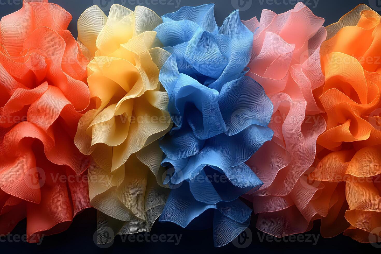 Vibrant Colorful Fabric Ruffles for Creative Design and Textiles photo