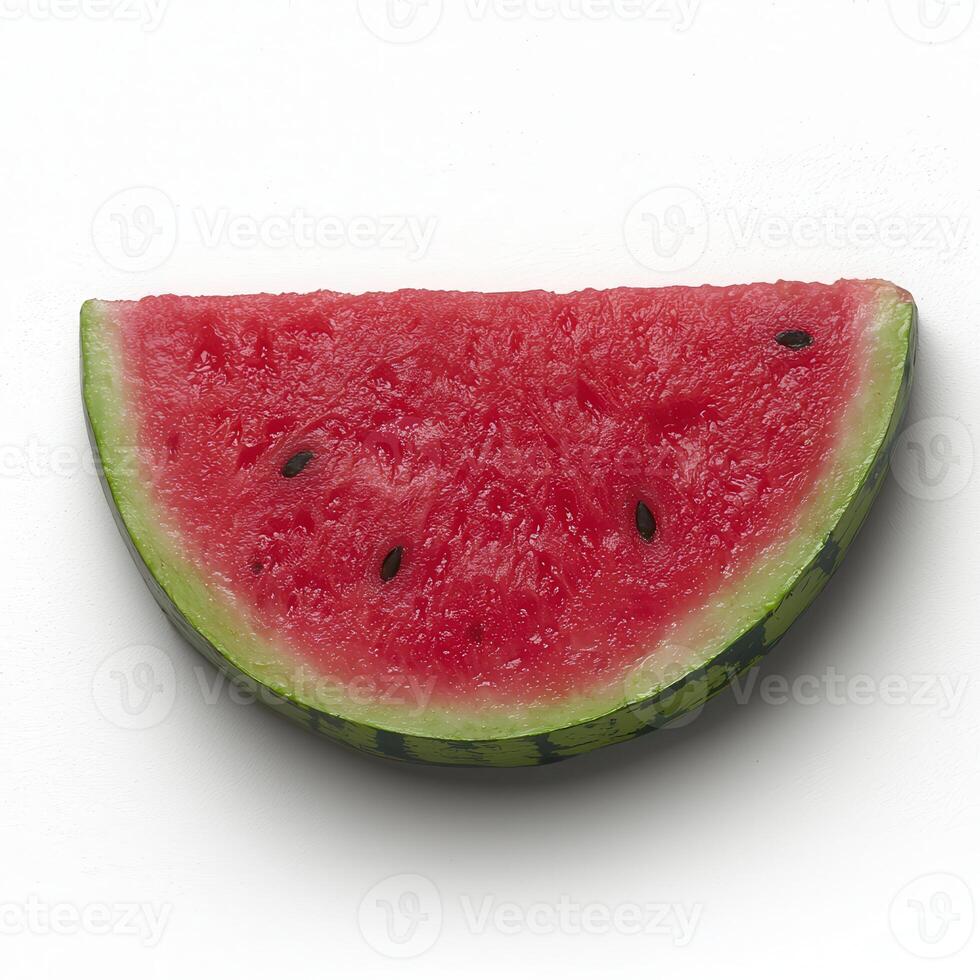 Close up of a juicy watermelon slice on white background photo
