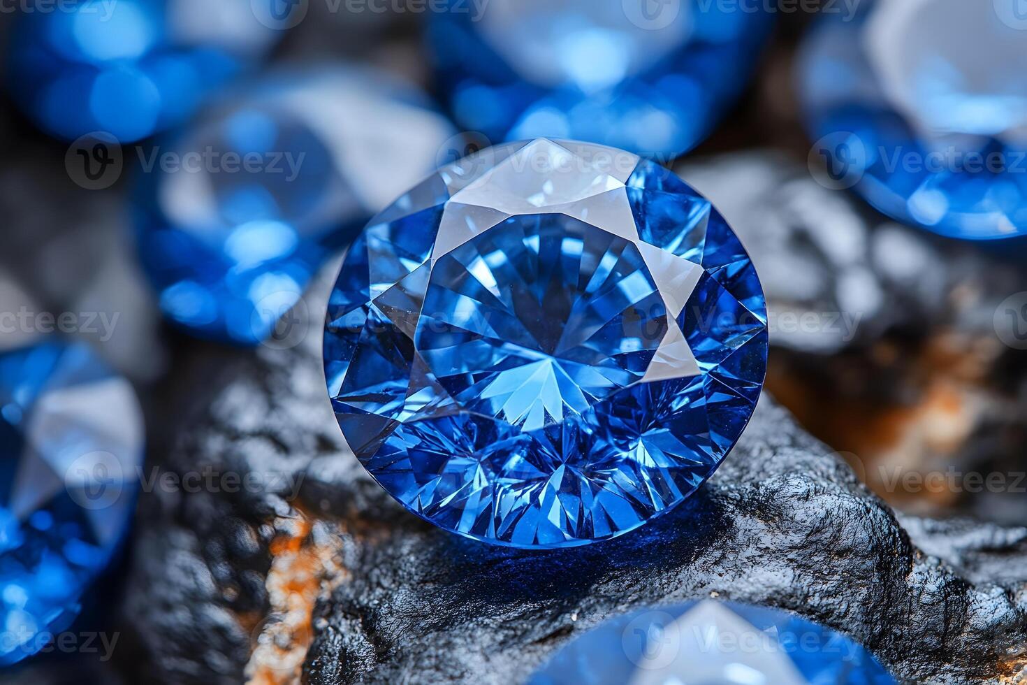 Elegant Blue Gemstones on Rock Surface - Jewelry and Design Inspiration photo