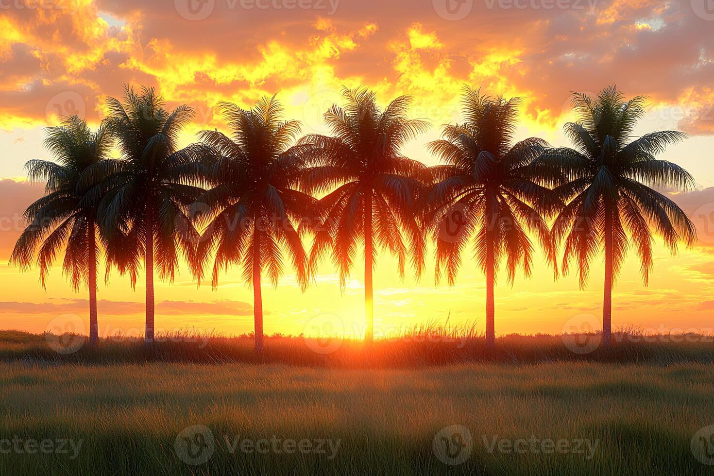 Tropical Sunset with Palm Trees Serene Nature Landscape for Relaxation and Inspiration photo