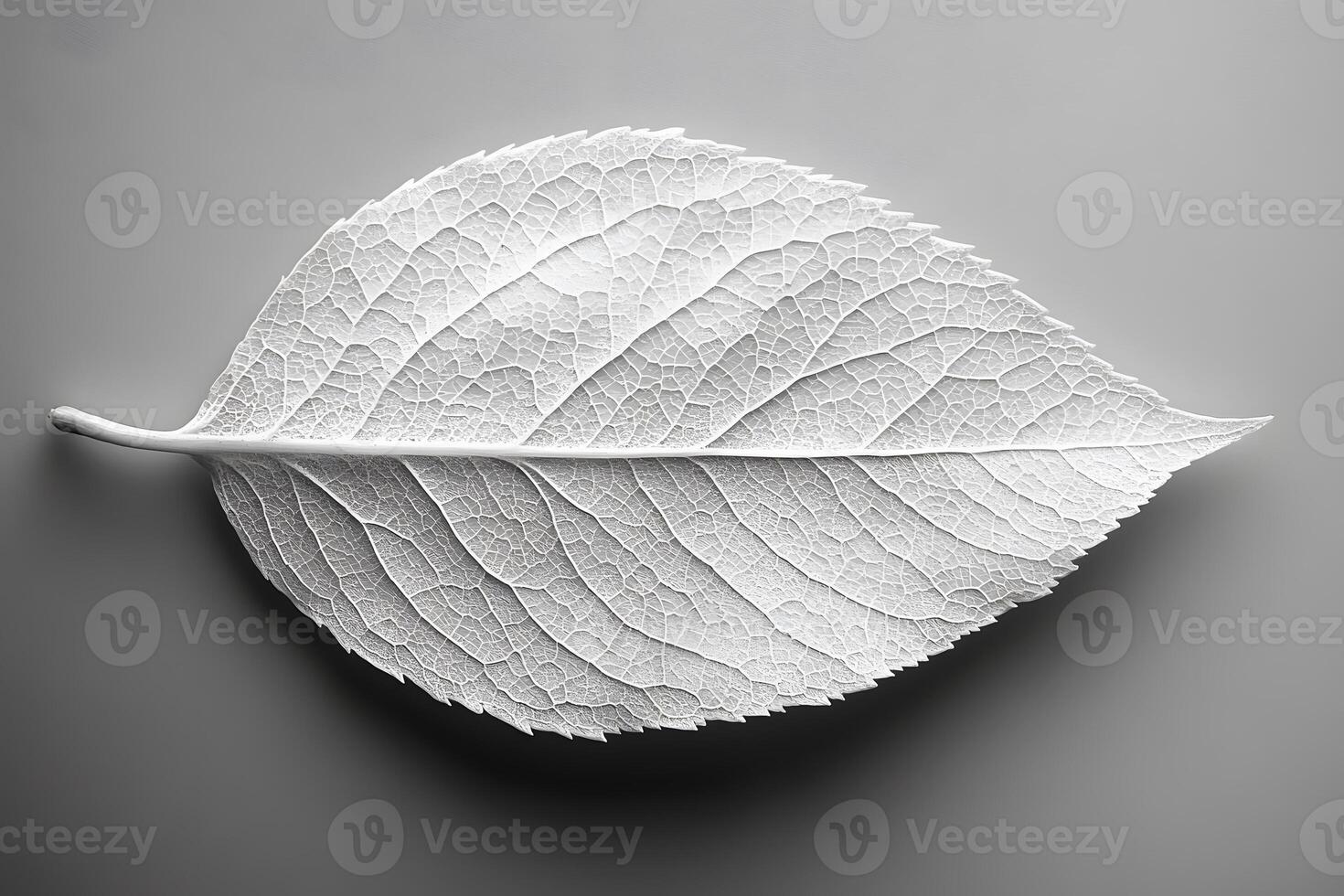 Elegant White Leaf Skeleton on Gray Background for Nature Art and Design photo