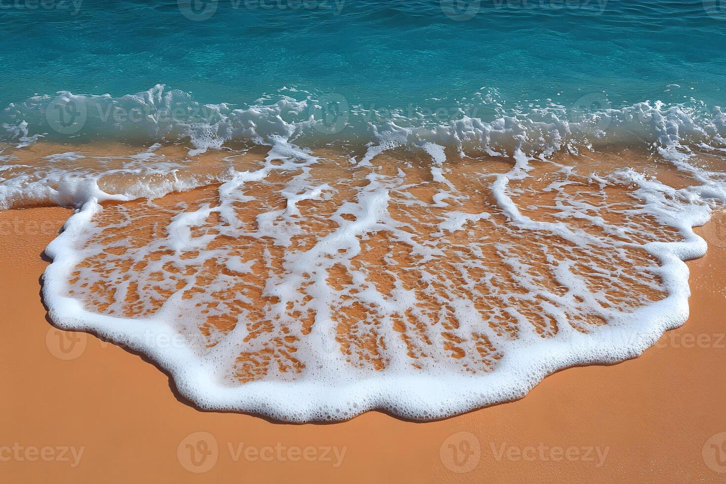 Tranquil Beach Scene with Waves Gently Receding on Sandy Shore photo