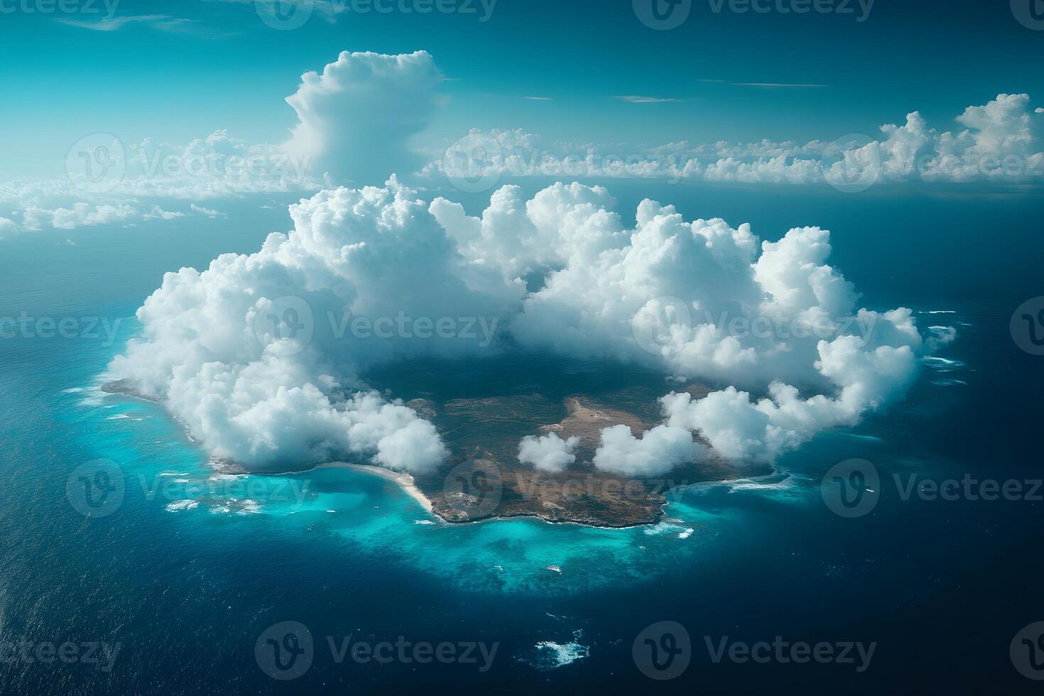 Tropical Island Oasis with Surreal Cloudscape - Nature and Travel Inspiration photo