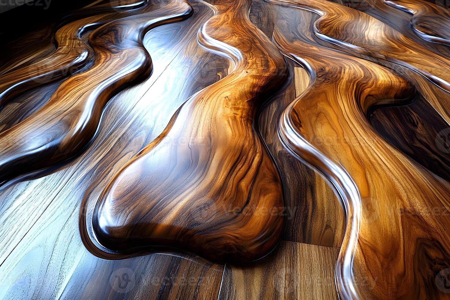 Elegant Abstract Wooden Structure with Organic Flowing Patterns photo