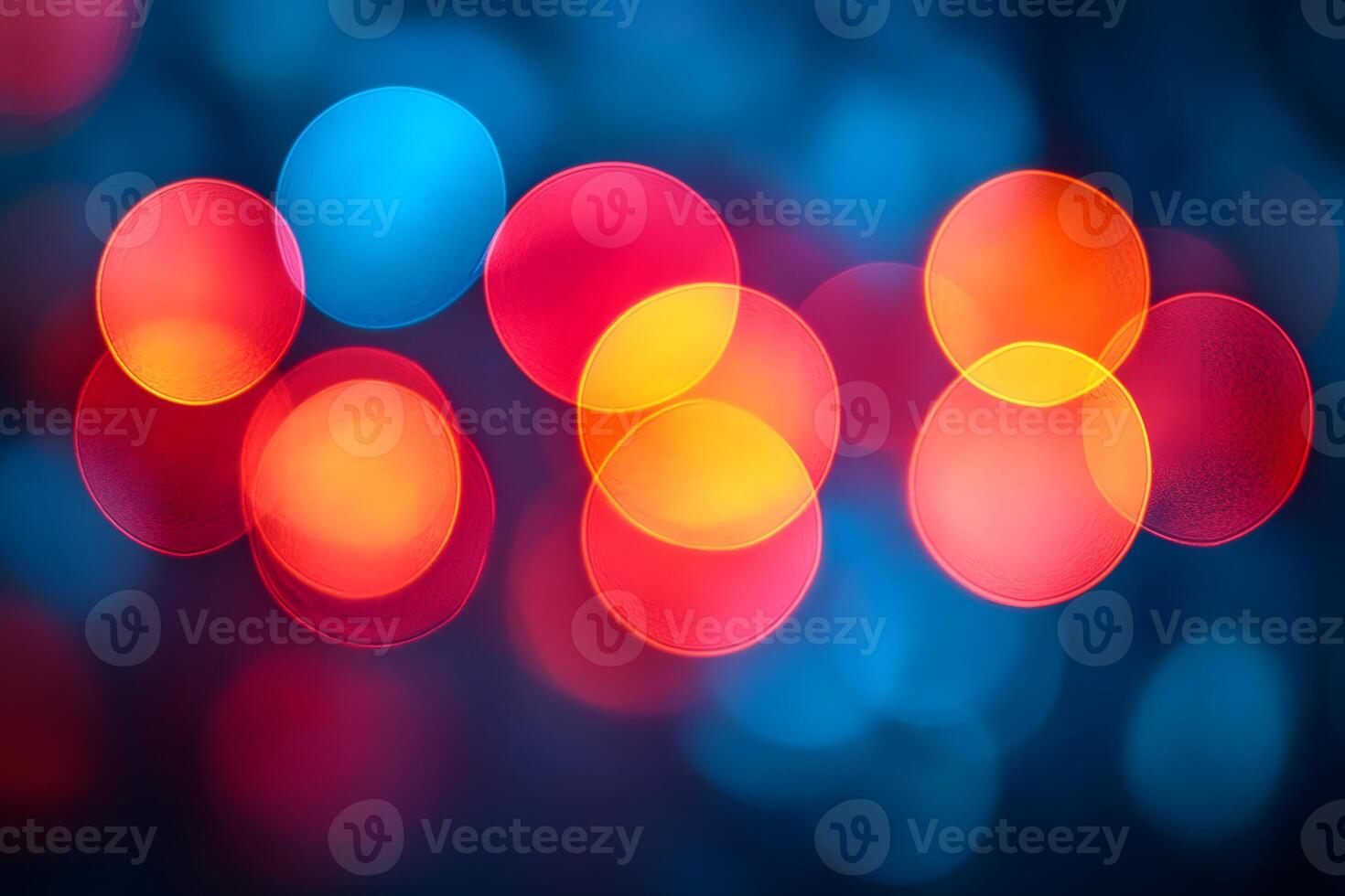 Vibrant Abstract Bokeh Background in Red, Orange, and Blue for Creative Design photo