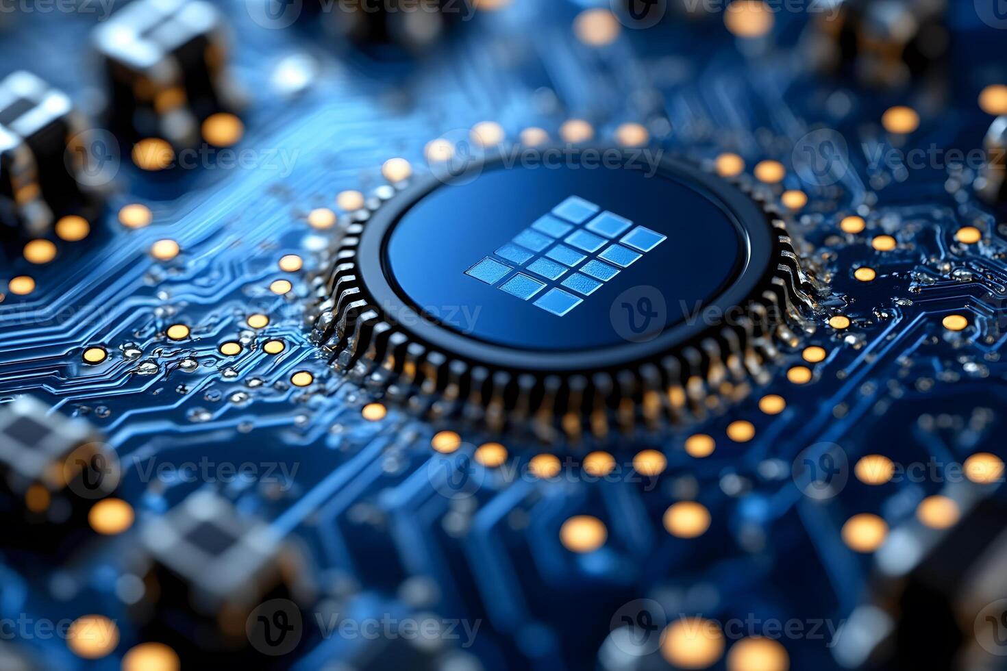 High-Tech Microchip Circuit Board for Modern Computing and Electronics photo