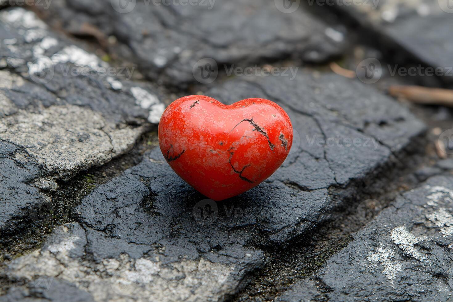 Heart-Shaped Stone on Textured Ground - Design for Inspirational and Romantic Themes photo