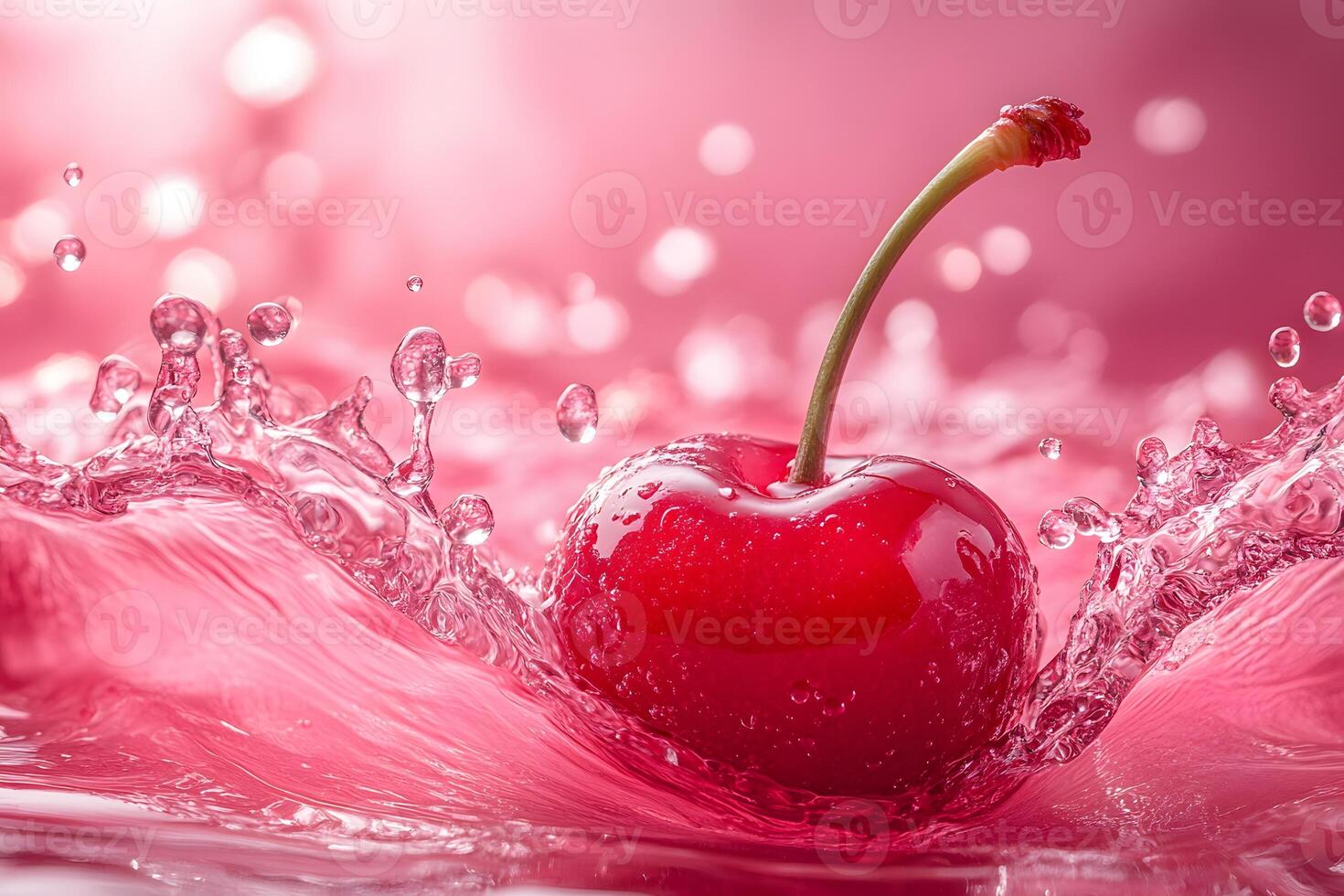 Fresh Cherry Splash Vibrant Summer Fruit Concept for Print and Design photo