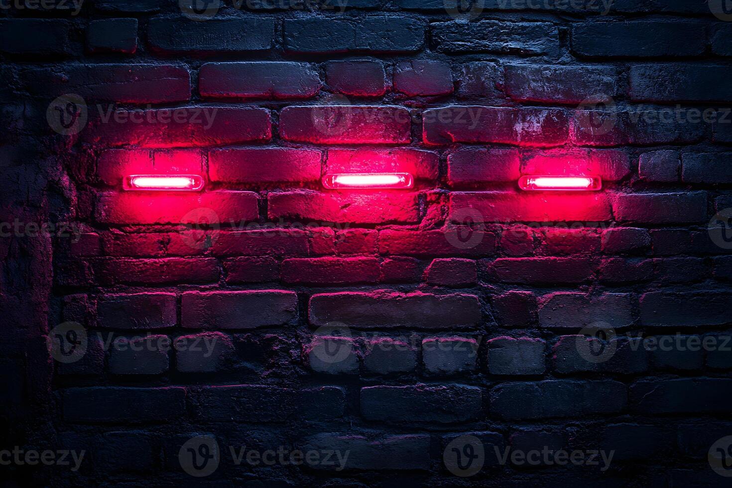 Abstract Neon Lights on Dark Brick Wall for Modern Design Aesthetics photo