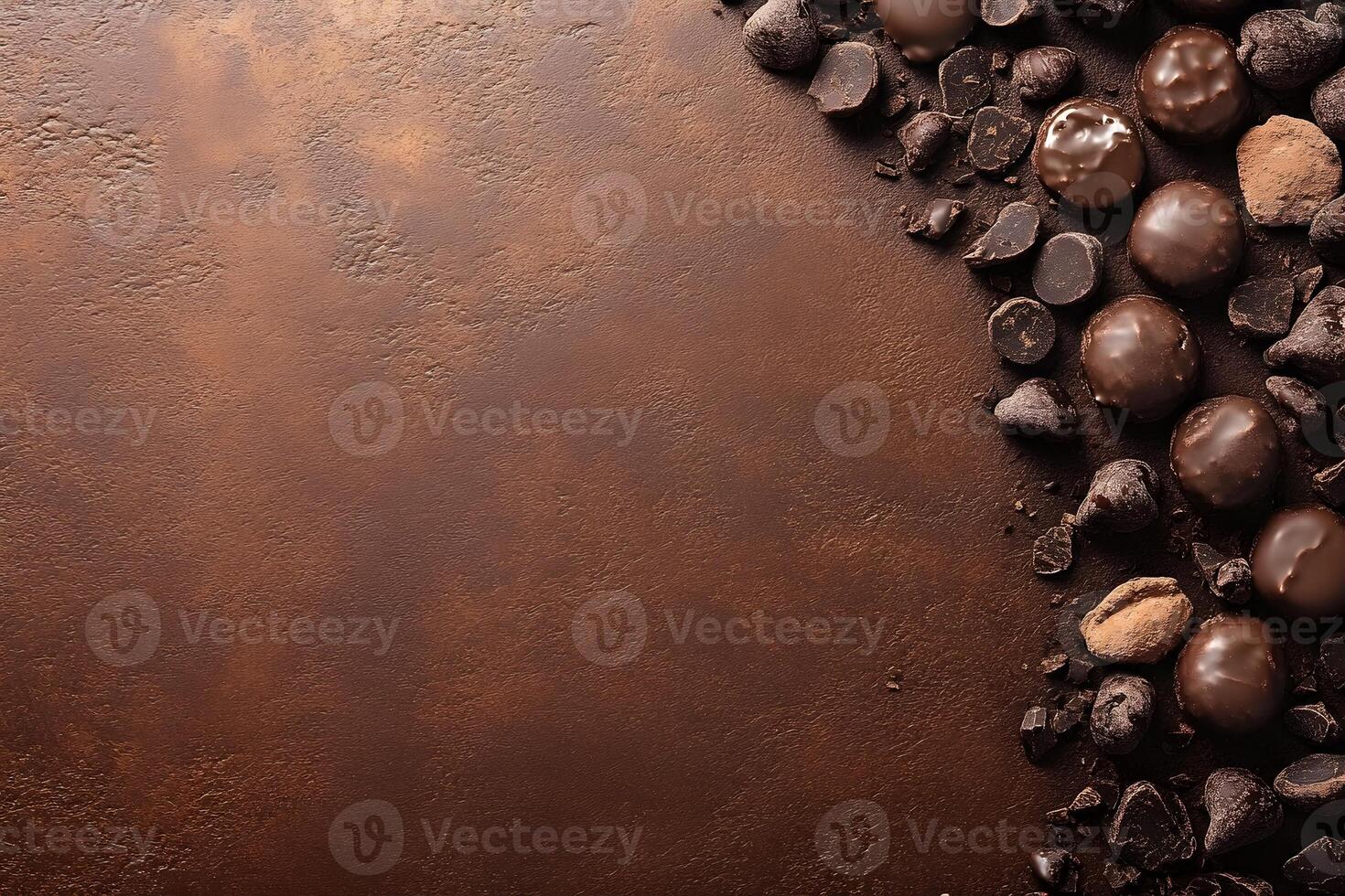 Assorted Chocolate Truffles on Rustic Brown Background for Gourmet Themes and Dessert Designs photo