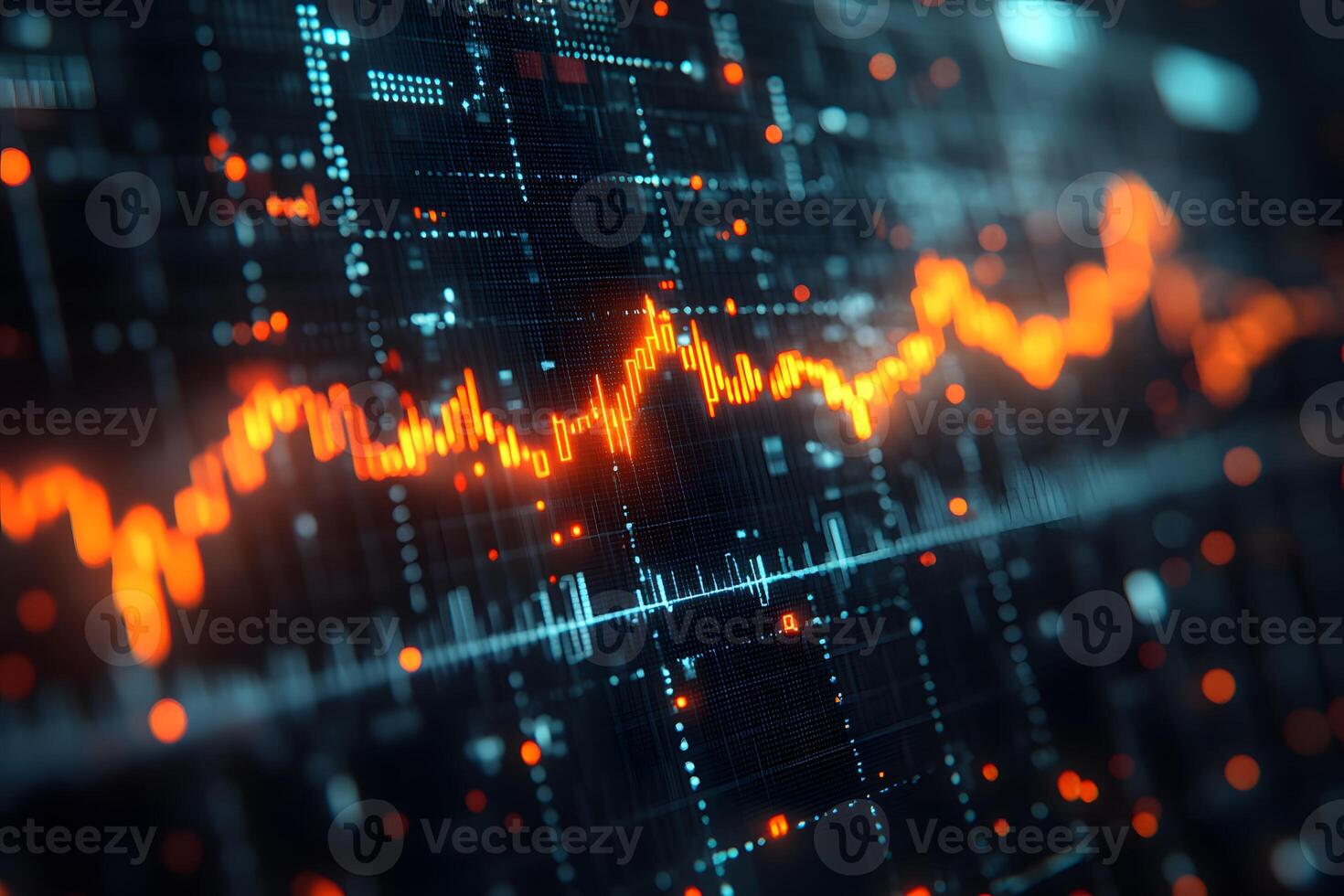 Dynamic Digital Data Analysis with Vibrant Light Patterns for Technology and Finance Concepts photo