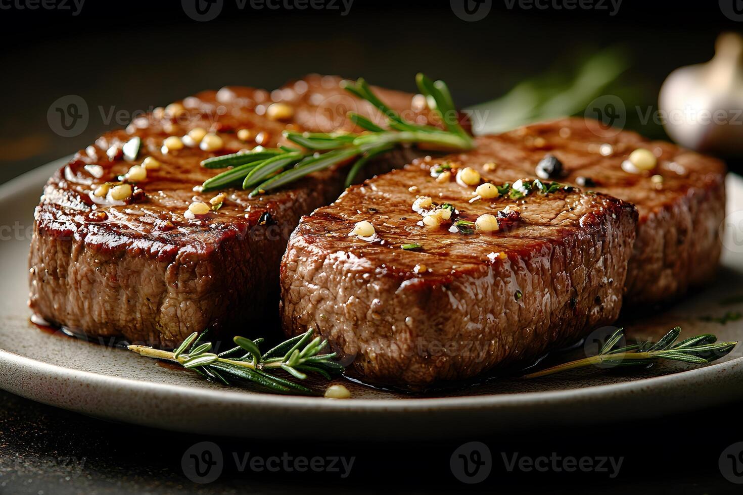 Gourmet Grilled Steak with Rosemary and Peppercorns Ideal for Culinary Blogs, Menus, and Cookbooks photo