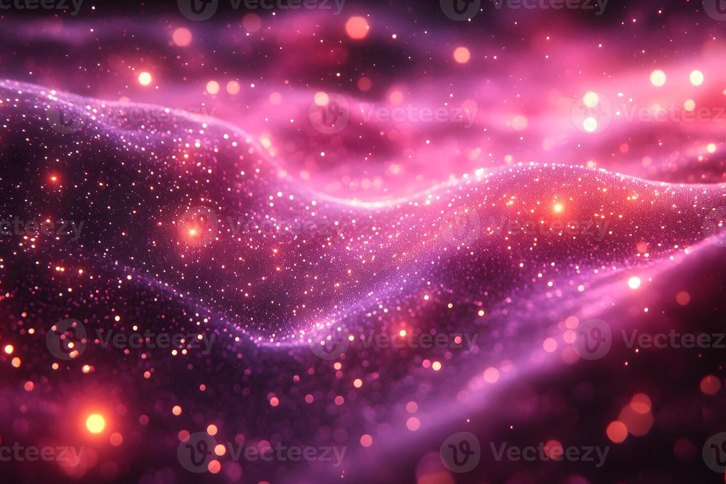 Abstract Cosmic Landscape with Glowing Pink and Purple Particles for Digital Art Design photo