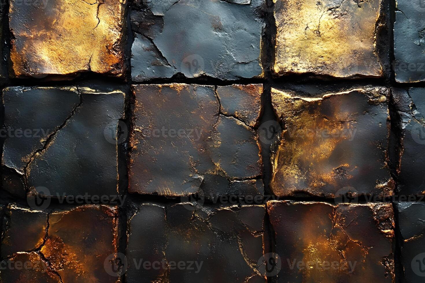 Textured Metallic Surface with Cracked Gold and Black Pattern for Artistic Design photo