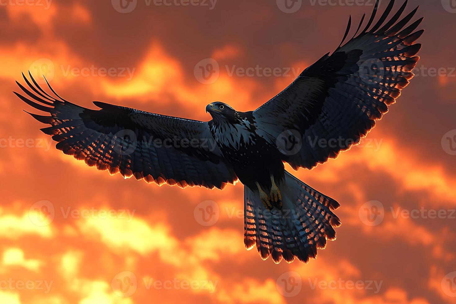 Majestic Eagle Soaring Against a Vibrant Sunset Sky photo