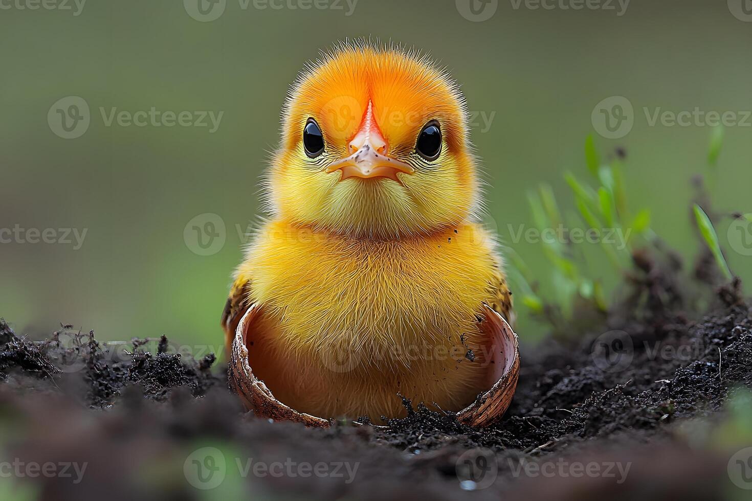 Adorable Baby Chick On Earthy Ground Perfect for Spring and Nature Themes photo