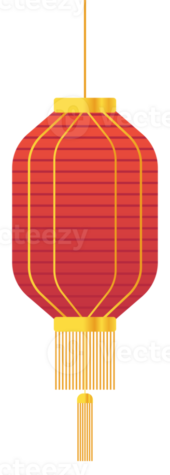 vermelho octogonal detalhado chinês lanterna com dois níveis do ouro corda png