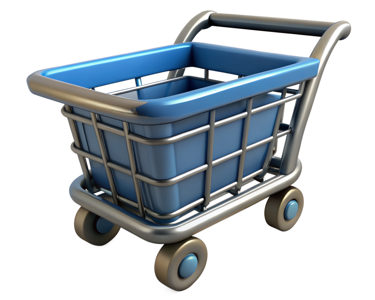 3d blue shopping cart png