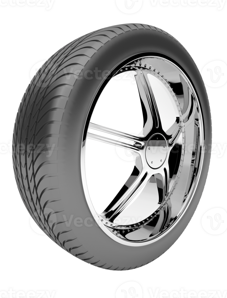 A chrome wheel with a tire on it png