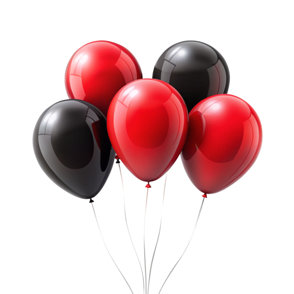 red and black balloons illustration isolated on transparent background png