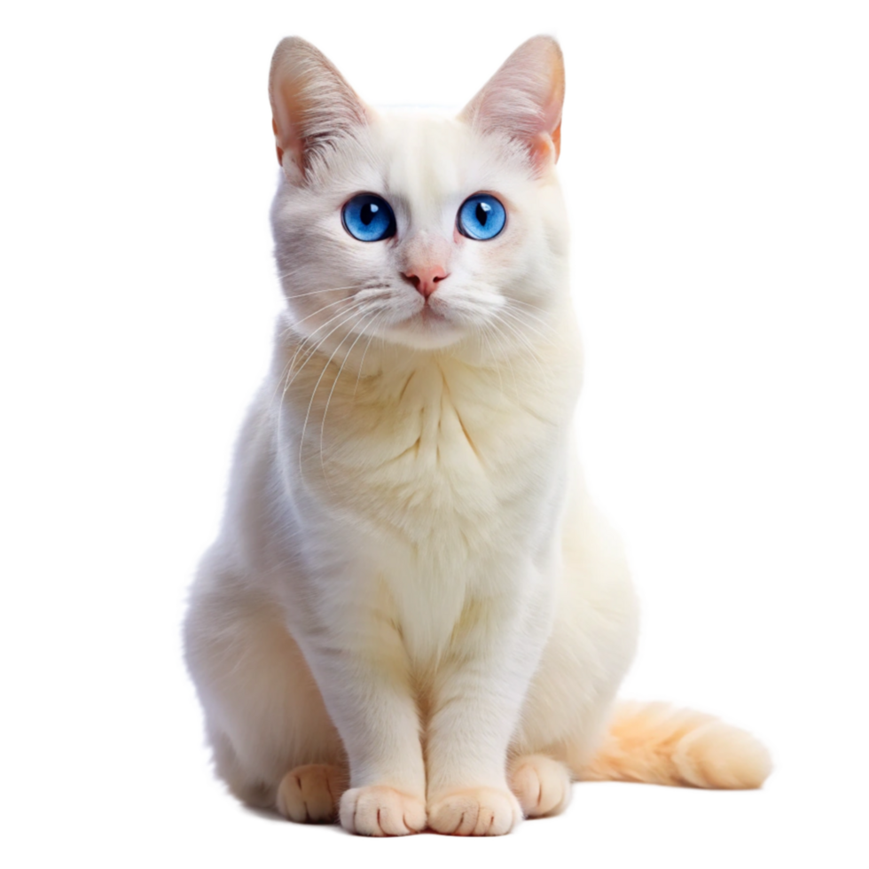 blue eyed cat sitting pose isolated on transparent background png