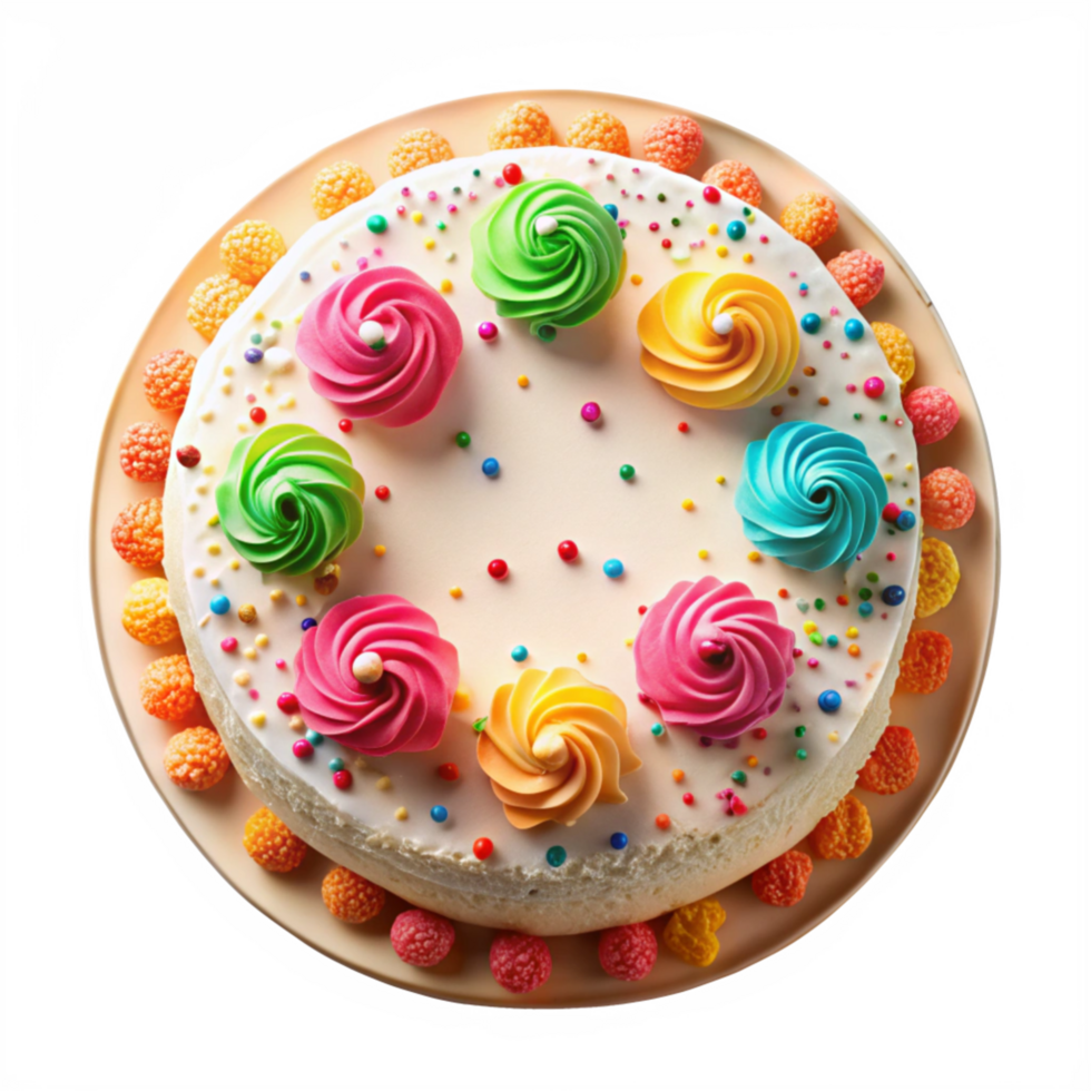 birthday cake top view isolated on transparent background png