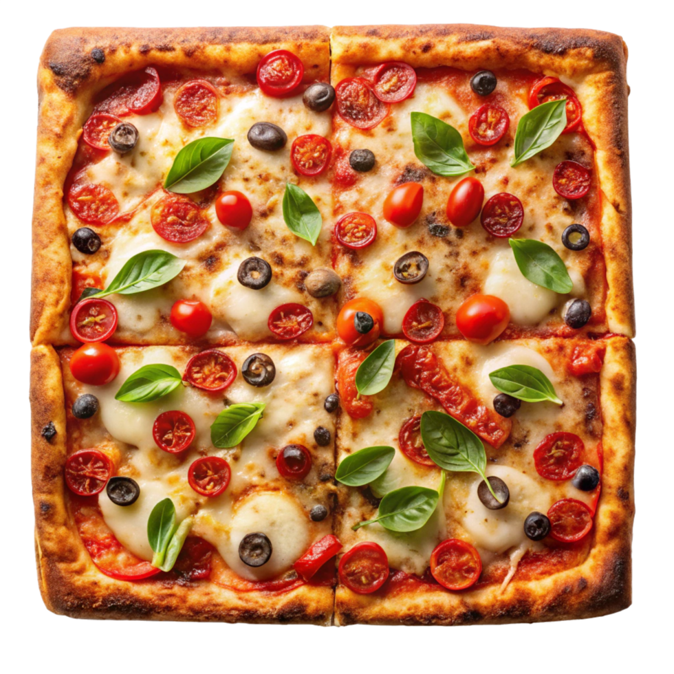 top view sicilian pizza isolated on transparent background png