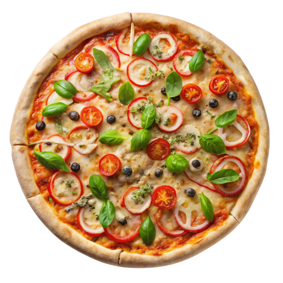 top view california pizza isolated on transparent background png