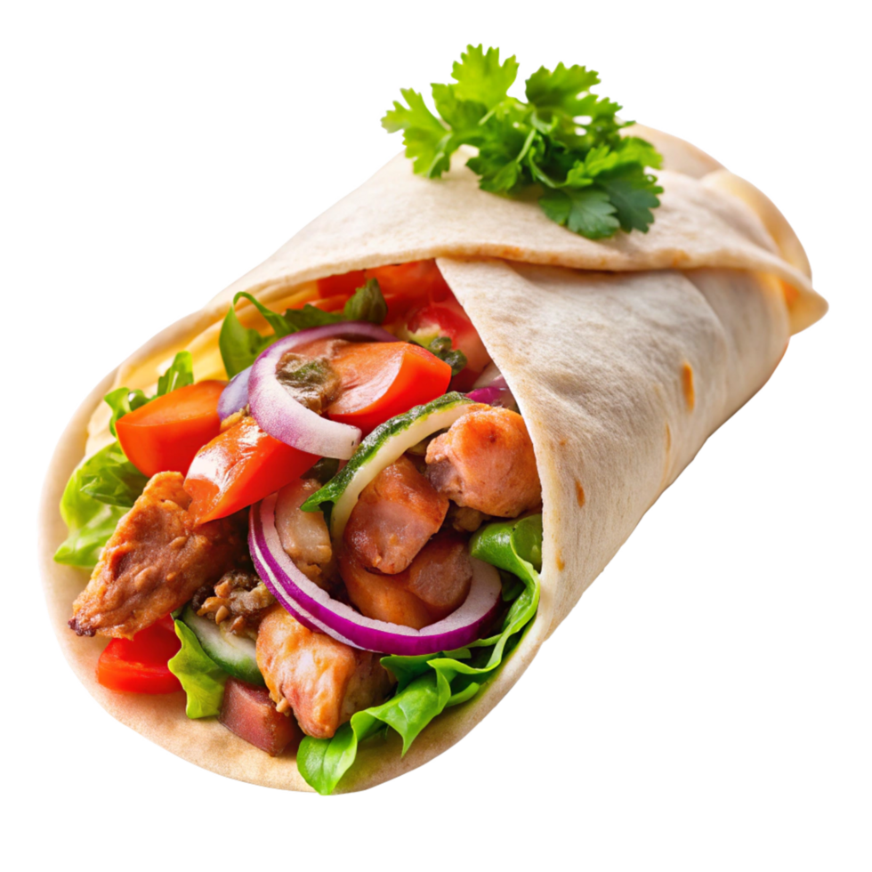shawarma chicken hot isolated on the transparent background png