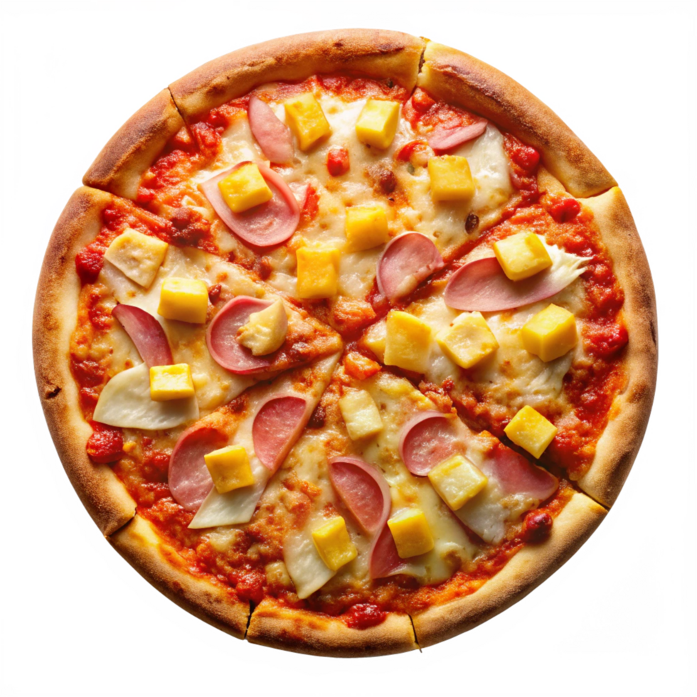 hawaiian pizza isolated on transparent background png