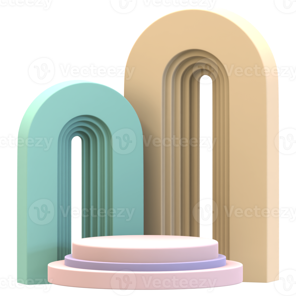 Triple Cylinder Podium With Double Rounded Backdrops png