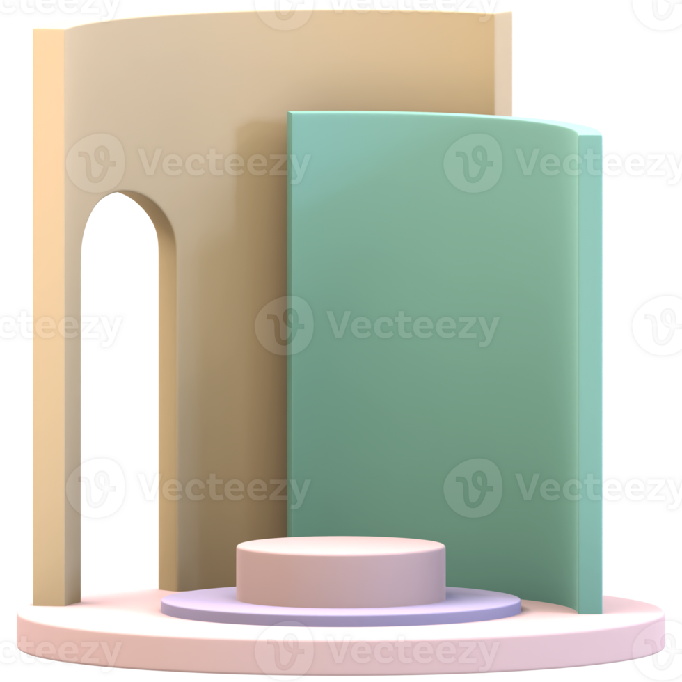 Cylinder Podium With Double Curved Backdrops png