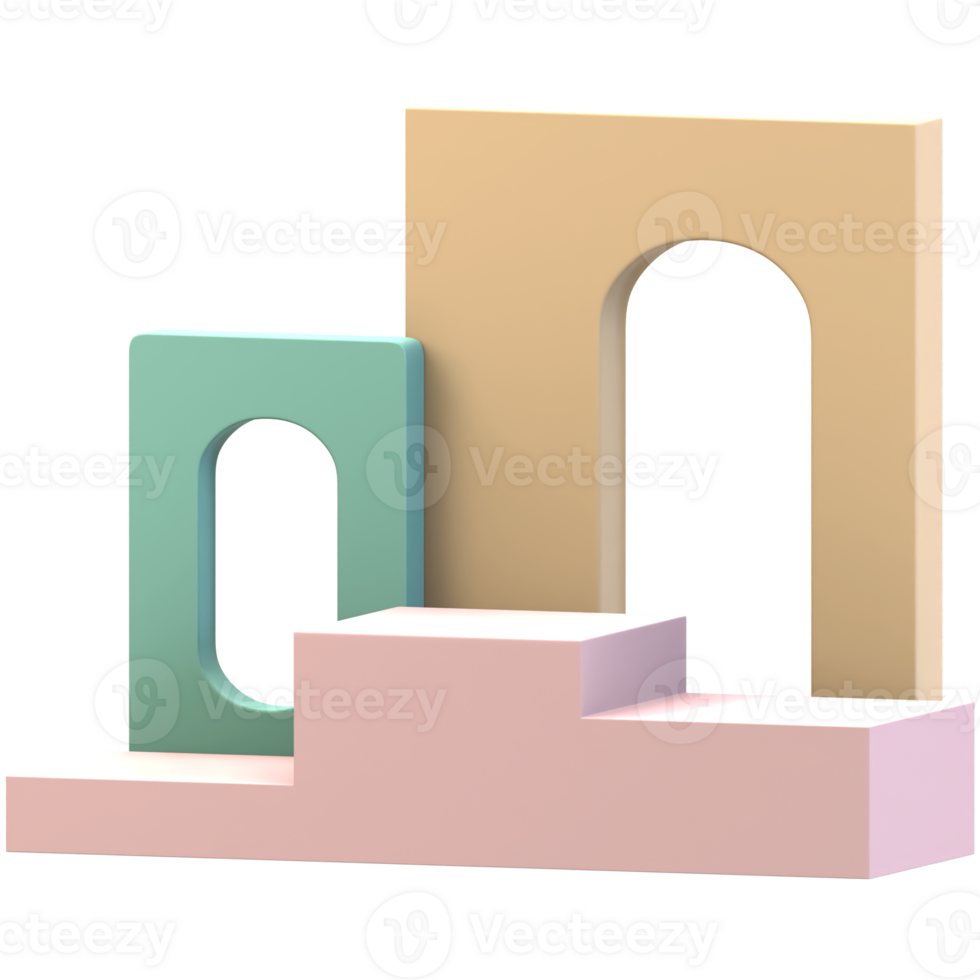 Three Steps Podium With Double Backdrops png