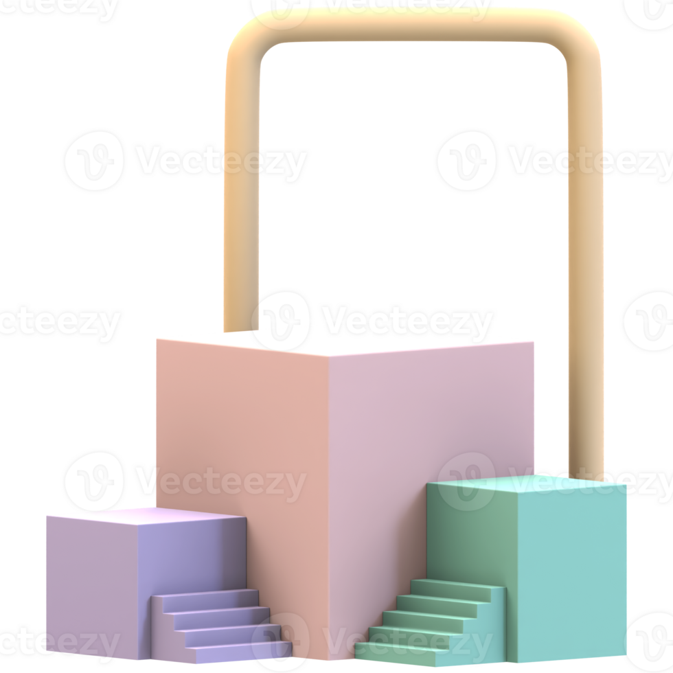 Triple Cube Podium With Double Stairs png