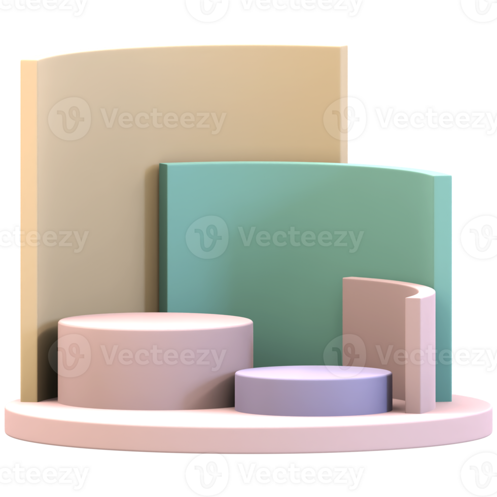 Cylinder Podium With Three Curved Backdrops png