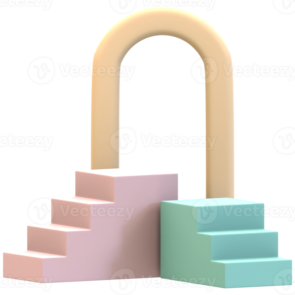 Two Stairs With Round Gate Podium png