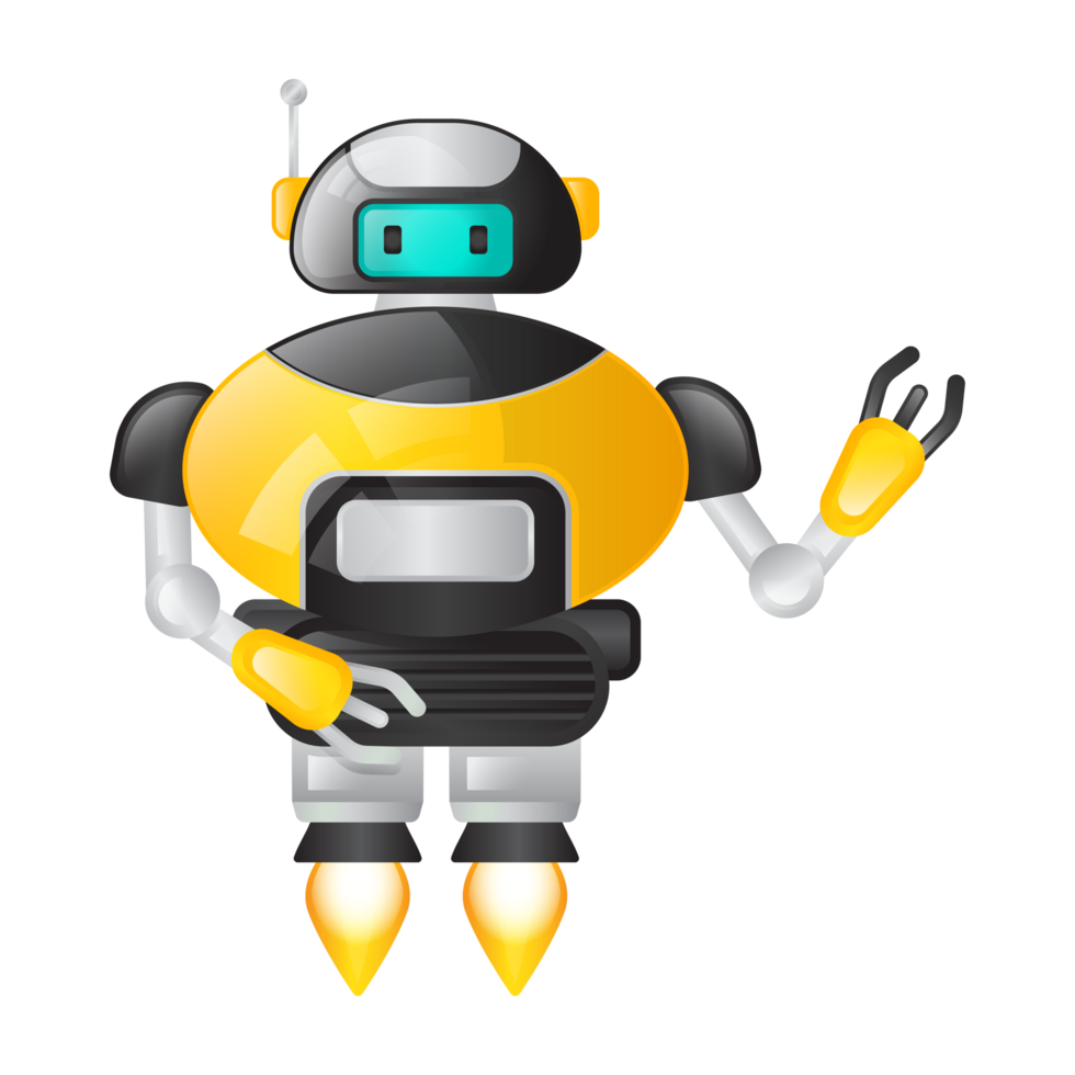 yellow robot with pointing hand png