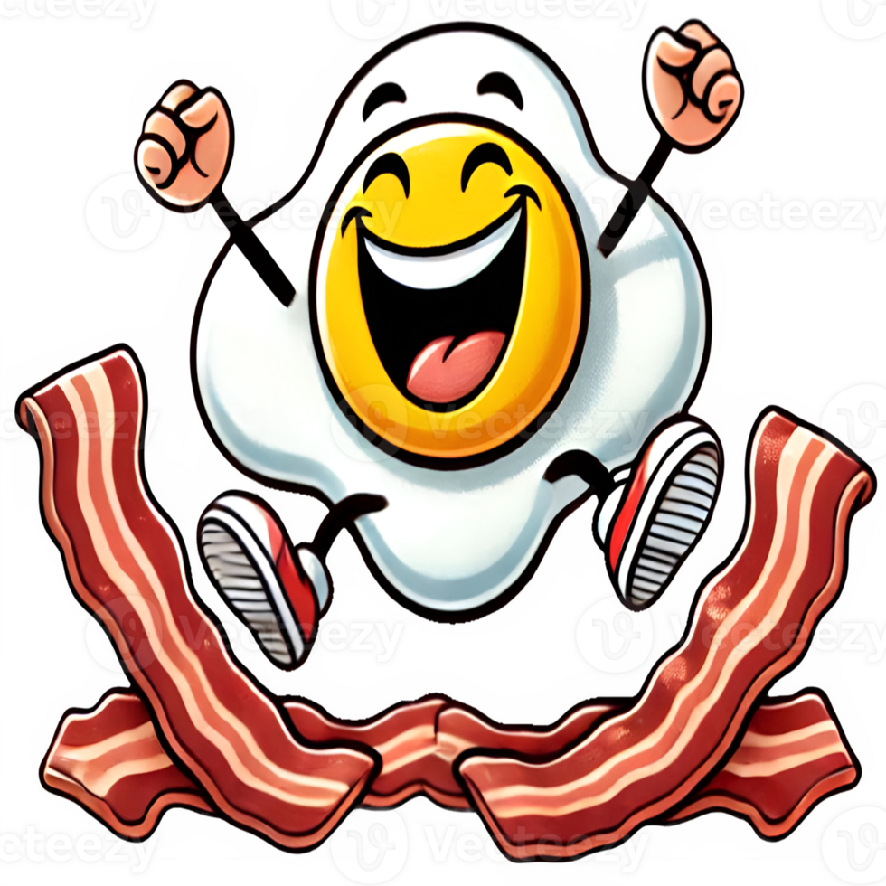 Egg and bacon funny cartoon png