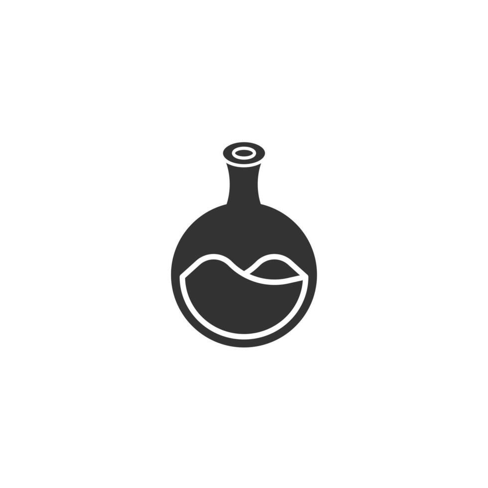 Silhouette Science Flask Illustration with Liquid on White Background vector