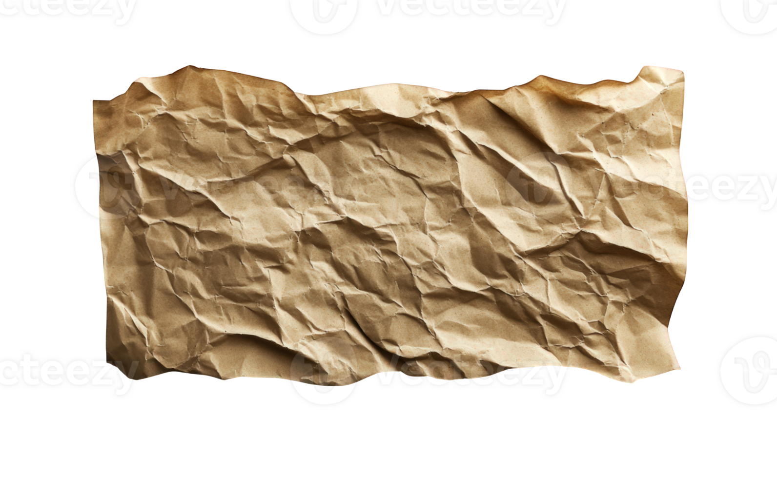 Crumpled old vintage paper sheet with burned edges isolated on transparent background, providing texture for designs png