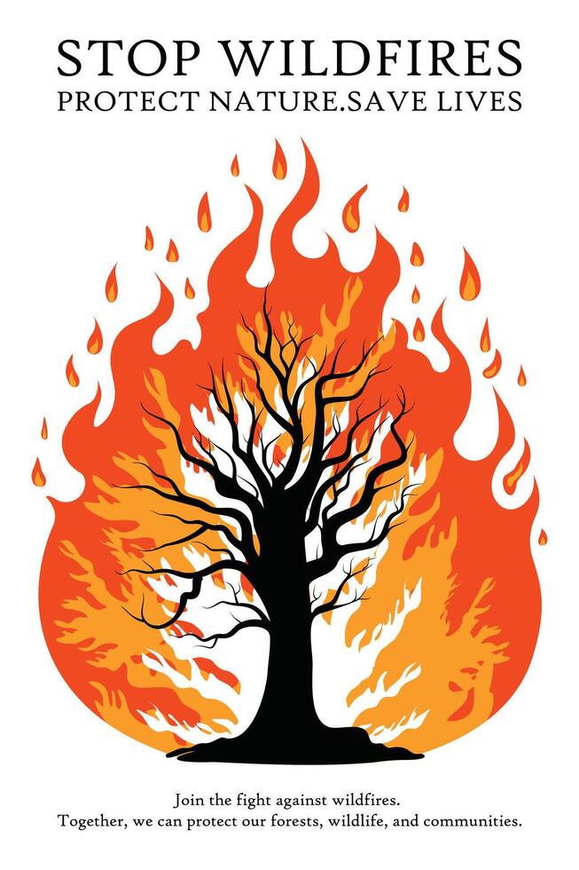 stop wildfire minimalistic flat poster design illustration vector